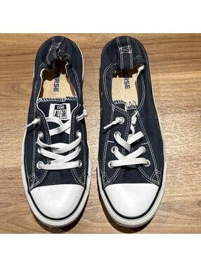 Converse Chuck Taylor All Star Shoreline Navy Slip On Canvas Shoes Women's 10